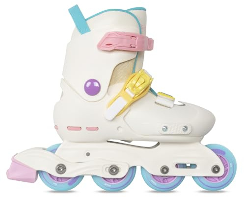 Nattork Inline Skates for Girls Kids Teens Boys Age 6-12, 4 Sizes Adjustable Blades Roller for Outdoor Indoor Birthday White