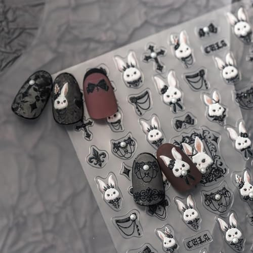 Nail Art Autocollant, Autocollants D'art D'ongles, Sticker pour Ongles, Nail Art Sticker, Auto-Adhésifs, Décorations pour Ongles Femmes et Filles, Décorations pour Halloween et Carnaval (C)
