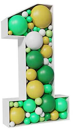 Scatola per palloncini numero 1 da 28, 74 pollici Numero 1 palloncino decorativo riempito KT Palloncino modellabile con cornice per scatola di cartone (palloncini non inclusi)