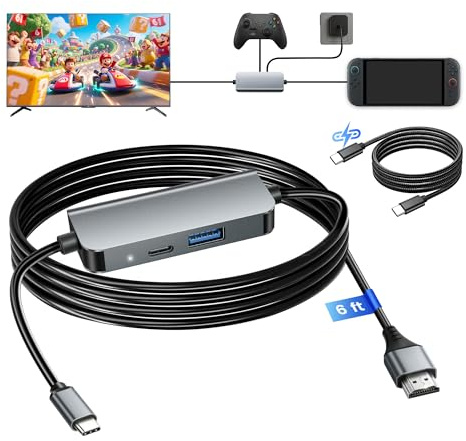 kurtmark Switch 2 Dock con cable HDMI 2.1 integrado de 6 pies, estación de acoplamiento portátil USB C de 4K a 120Hz para Nintendo Switch 2, PD 100W aluminio mini base de viaje para Switch 2, Steam