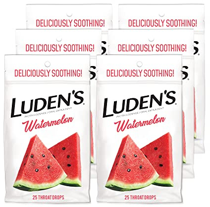 Luden's Watermelon Cough Throat Drops, Pectin Lozenge/Oral Demulcent, 25-Count per Pack (6-Pack)