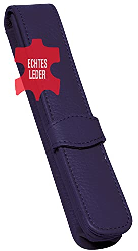 ONLINE Classic Lederetui für Einen Stift - Blaues Stiftetui Mit Stecklasche für Schreibgeräte Aller Marken - Echtleder Kugelschreiber-Etui, Füller-Etui - 14,5x 2,5x 2,5 cm (LxBxH)
