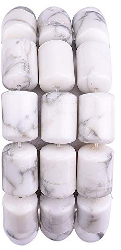 BEADIA Natural White Howlite Cylinder Stone Loose Semi Gemstone Beads for Jewelry Making 10mmx14mm 38cm