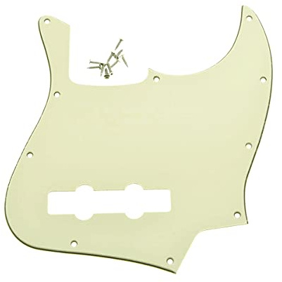 Dopro J Bass Pickguard für USA/Mexikanische 4-Saiten Fender Jazz Bass, Gealtertes Weiß, 3-lagig