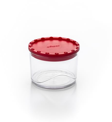 Ecoplast | Barattolo Corolla Small, Contenitore Plastica con Coperchio, Contenitore Ermetico per Alimenti, Colore Rosso, 10,5x10,5x11,2, Made in Italy