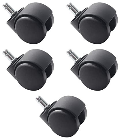 C100AE 5Pcs Universal Office Chair Castor Wheels Replacement, Rollerblade Wheels for Office & Gaming Chairs, Supports up to 500lbs, Quiet, 50mm x 11mm