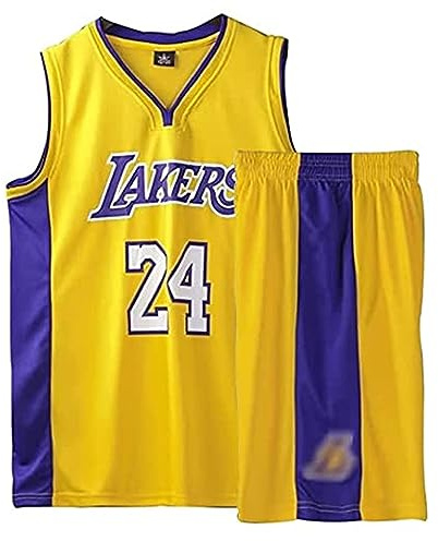 Qkydky Completo Pallacanestro Bambino, 2 Pezzi Completo Pallacanestro Ragazzo, Magliette e Pantaloncini da Pallacanestro, Canotta Basket Bambino e Pantaloncin, Completino Basket(Giallo,XL,9-10 Anni)