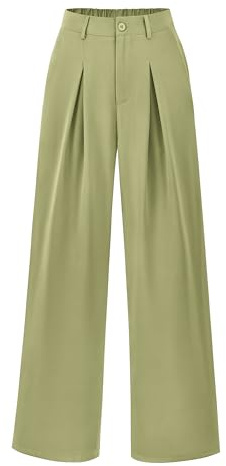 BTFBM Women High Waist Palazzo Pants Summer 2026 Casual Wide Leg Trousers Loose Work Office Business Suit Pant Pockets(Light Green, Large)