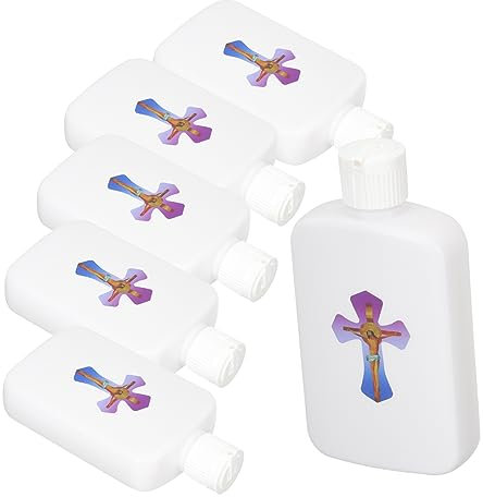 Amosfun 6pezzi Bottiglie Di Santa Ricaricabili Da Piccole Bottiglie Cristiane Contenitori Leggeri e Stabili Con Design Sicuro Per Uso Religioso e Decorazioni Festive