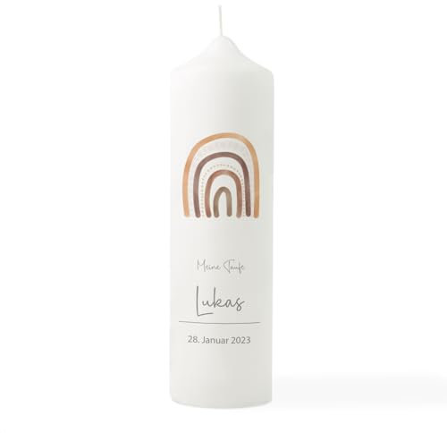 Vela de bautizo de arco iris neutral, vela de bautizo personalizada, vela de bautizo con frase en el bautismo, vela bendición, regalo para bautizo, regalo de bautizo