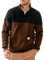 Elegancity Sweatshirt Herren Langarm Stehkragen Half Zip Neck Pullover Farbblockade Regular Fit Casual Herbst Winter Warm Mit Tasche Braun XL
