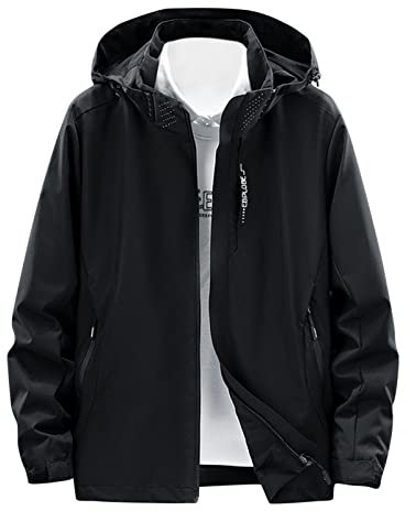 Sunnyuk Herren Regenjacke Wasserdicht Atmungsaktiv: Herren Schwarz Männe Große Größen Leicht Männer Workwear Herrenjacken Softshelljacke Camping Dünn Sport Windjacke