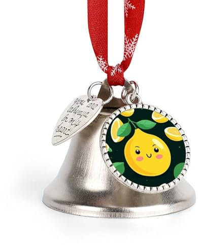 Cloche en métal pour sapin de Noël magnifiquement imprimée citron, décoration de Noël personnalisée, peut être utilisée comme décoration de fêtes de fin d'année