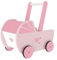 Generisch Puppenwagen aus Echtholz mit Schiebegriff für 48 cm Puppen, Rosa, Herz-Muster, ab 1 1/2 Jahren
