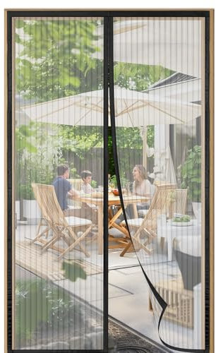 SAILIMAY Upgraded Fly Screen Door, 110 x 200 cm, Magnetic Insect Protection Balcony Door, No Drilling, Easy Adhesive Installation, Stronger Magnets and Durable Fly Protection, Black