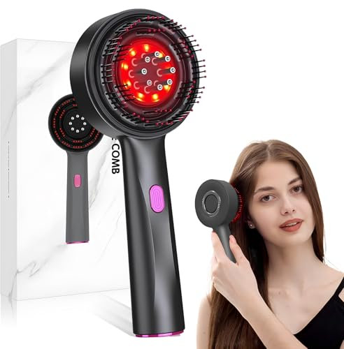 Kopfmassagegerät Elektrisch, 2 in 1 Kopfhaut Massagebürste Elektrisch, Rotlicht Haarmassagebürste, 3 Modi, Elektrische Haarbürste mit Haarölspender, IPX7 Wasserdicht, 360° Haar Kopfhautpflege