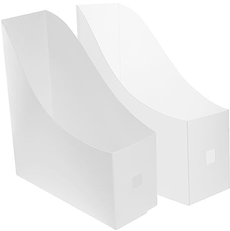 OSALADI 2Piezas Organizador de Estantes de Almacenamiento para Revistas y Carpetas Rack Escritorio para Oficina Caja Almacenamiento Archivos Diseño Color Lechoso