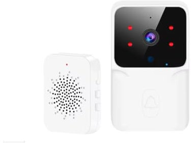 Bdit – Campanello Senza Fili con Videocitofono e Sensore di Movimento PIR | Wireless, con Telecamera HD, Notifiche in Tempo Reale, Visione Notturna – Ideale per Porte Interne o Esterne – Nero/bianco