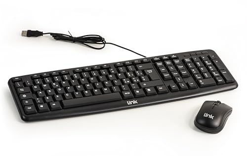 LINK LKTAST02 + LKMOS02 - Tastiera Italiana USB 108 tasti colore nero + Mouse Wireless 3 tasti nero 1000 DPI
