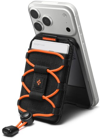 Spigen Tiefit MagFit Magnetischer Kartenhalter bis zu 2-3 Karten, Multifunktionaler Ständer für iPhone 17/16/15, MagSafe-Modelle, Google Pixelsnap - Schwarz