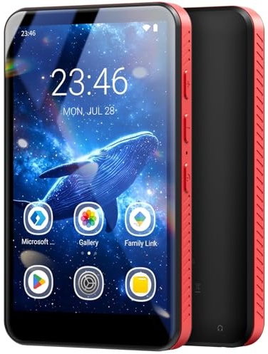 MECHEN Reproductor MP3 de 96 GB, Bluetooth Spotify, Reproductor MP4 Android de 4,0 Pulgadas, Modo Padre, Radio FM, Compatible con Audible, Amazon Music, Deezer (Rojo)
