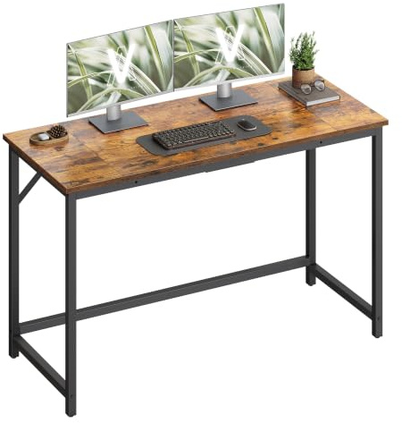 VASAGLE Computer Desk, Office Desk, 120 x 50 x 76 cm | For Study, Bedroom, Living Room, Rustic Brown and Matte Black, BARNET Collection LWD039B01