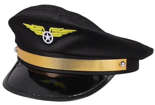 BESPORTBLE Gorra de Piloto para Adulto Diseño Elegante, Material de Tela y Plástico, Ajustable y Fácil de Peinar para Fiestas de Disfraces y Halloween