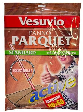 VESUVIO Panno Parquet Active 50x60 Microfibra - Panno per la pulizia del parquet - Microfibra/100% - Stampa con lettere - 60x50 cm - 300 gsm