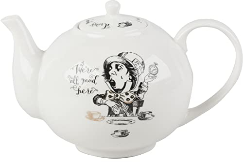 V&A Alice im Wunderland Teekanne in Geschenkbox, feines Porzellan, weiß, 1,1 Liter (6 Tassen) 5200025