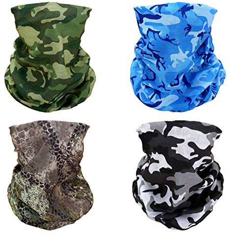 SMEHCF 4 Camo Headband Bandana Balaclava Half Face Mask Shield Head Hair Scarf Neck Gaiter Hat Multipurpose For WoMen Men Breathable Reusable Washable Brown Blue Green Black White Forest
