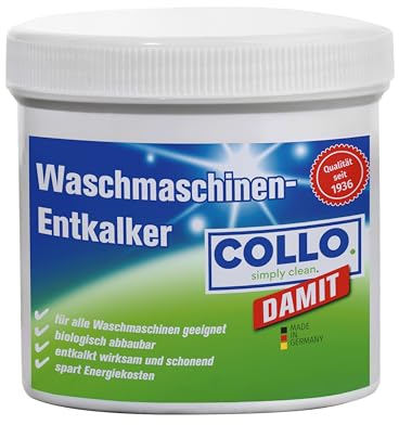 COLLO DAMIT Waschmaschinen Entkalker Pulver 200 g I Löst Kalkablagerungen von der Waschmaschine I Schonender Waschmaschinenreiniger für mehr Effizienz