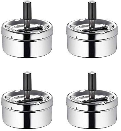 Cepewa, posacenere girevole in metallo cromato, inodore, per terrazza, balcone, appartamento, 4 posacenere girevole.