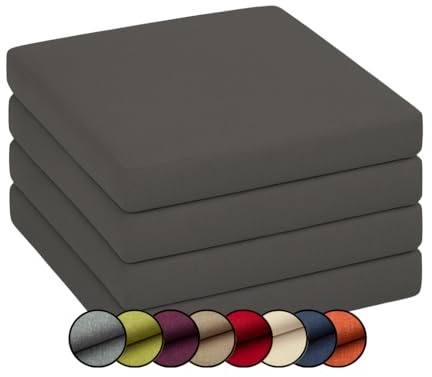 chilly pilley Stuhlkissen Gartenkissen Gartenstühle Stuhlauflage Stuhlpolster Sitzkissen Abnembar Bezug Mit Reißverschluss Auflage Set Garten Kissen (4X 50x50x5, Grau)