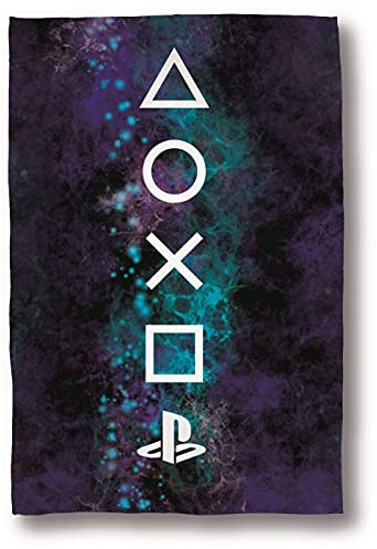 PlayStation Fleece Blanket Bed Throw | Nebula Controller Icons Design | Super Soft Blanket | Perfect for Any Bedroom, 100 x 150cm