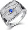 YL Herren Ring Böser Blick Ägyptischen Ankh Kreuz 925er Sterling Silber Schliff Spinell Blauer Ring(Größe 58)