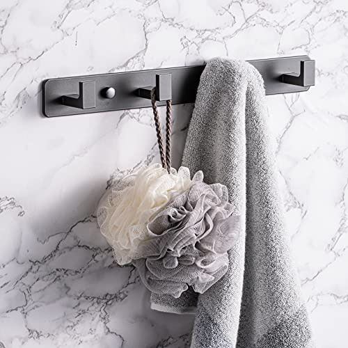 YUET Gancio Attaccapanni Da Parete Con 4 Ganci Asciugamani Muro Portasciugamani In Acciaio Inox Appendiabiti Cappotto Asciugamano Gancio per Giacche, Cappotti, Cappelli, Sciarpe Bagno, Grigio