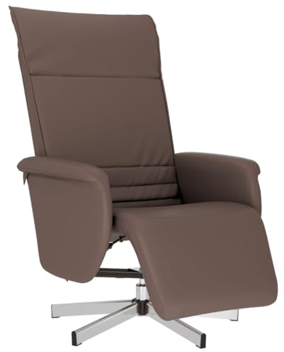vidaXL Sillón Reclinable, Silla con Reposapiés Respaldo Reposabrazos, Sillón de TV Relax Descanso, Asiento para Salón, Cuero Sintético Marrón