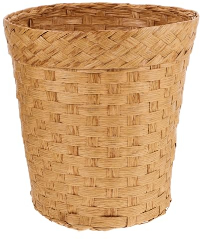 DEARMAMY Poubelle En Osier - Corbeille À Papier En Osier En Tissée Corbeille À Papier Ronde En Rotin Poubelle De Bureau Panier À Ordures Panier À Linge Pour Cuisine Bureau À