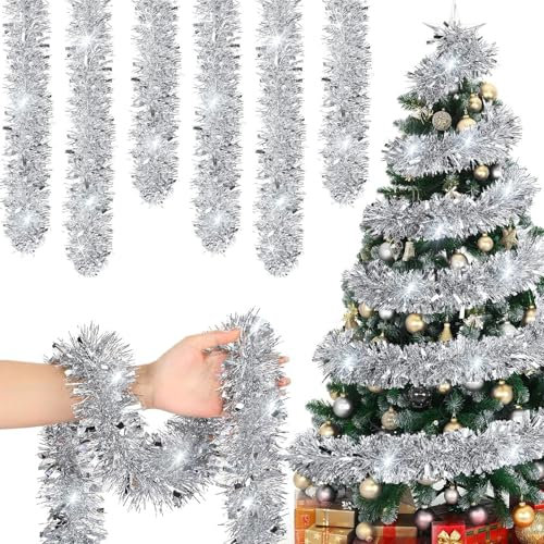 Guirlande de Noël 6 Pcs - Décorative pour Sapin, Mariage, Anniversaire, Fête - Decoration (Argent)