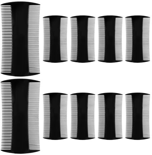 10 Stück Läusekämme Doppelseitiger Nissenkamm Schwarz Schuppenkamm Läusekamm für Männer Bartkamm Fein Männer Antistatischer Bartbürste Geburtskamm mit Feinen und Groben Zähnen Bartpflege