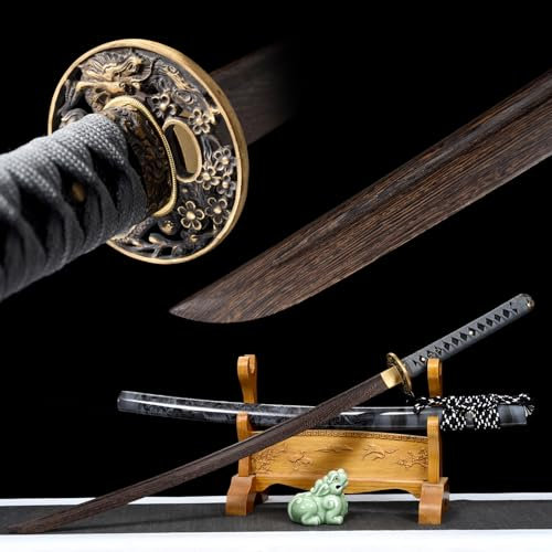 Épées de samouraï en bois de rose naturel 103cm,katana en bois,protège-main en cuivre pur,fourreau en bois à motif peint,bokken fait à la main pour la pratique du kendo,cosplay,accessoires,fête