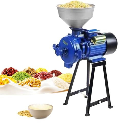 Grinding Mill，3000W Grain Crusher Machine, Electric Grain Mill Grinder, Rated Speed 1400R/min, Adjustable Thickness, Wet and Dry Use, Washable Design, for Seeds Herb Rice Corn