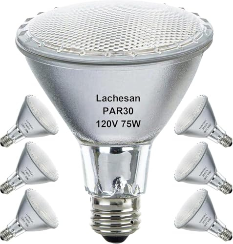 Lachesan Par30 Halogen Flood Light Bulbs120V 75W, Halogen Long Neck Bulb, 2700K Warm White Dimmable High Brightness, Great for Accent Lighting, Tracking, Recessed Bulb