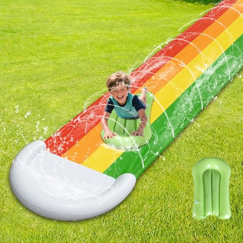 NAVESO Toboggan Aquatique, Tapis Glisse Eau avec Bodyboards, Toboggan pour Pelouse pour Pelouse Et Jeu d'eau Exterieur(480 * 75cm)