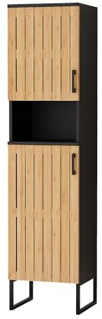 Vicco Badschrank Vayra, Bambus, 35 x 145 cm, zur Aufbewahrung von Badutensilien und Handtüchern