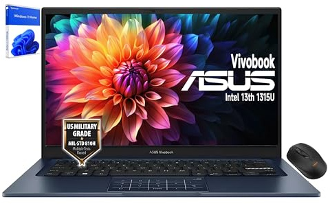 ASUS Vivobook 14 Laptop - FHD (1920 * 1080) - Intel Core i3-1315U - 6 Cores - Intel UHD Graphics - Privacy Camera - 180° Lay-Flat Hinge - Windows 11 Home - w/Wireless Mouse (16GB RAM | 1TB SSD)
