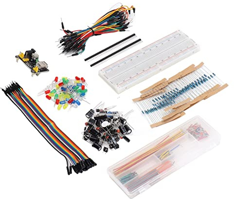 Aumotop Elektronikkomponent Starter Kit Roligt Sortiment med Breadboard för R3 - Komplett och Användbart för Elektriska Experiment, STM32/