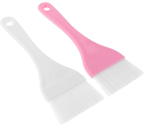 UKCOCO Set de 2 Brochas de Maquillaje Corporales Grandes en Plástico y Nailon, Uso Versátil y Reemplazo Conveniente, Adecuado para Aplicar Mascarillas en Color Blanco y Rosa