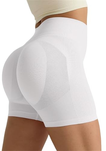 Short Sport Femme Taille Haute Anti-Frottement Butt Lifting Legging Court Douce Confortable Respirant Short de Yoga pour Course à Pied Fitness Vélo