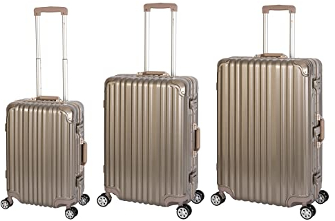 Travelhouse Kofferset · 3-teilig · Aluminium Rahmen · Polykarbonat Hartschale · Reisekoffer · Vol. S-44L · M-67L ·L-108L · London · 4X Silent Move Doppelrollen 2X TSA Schloss